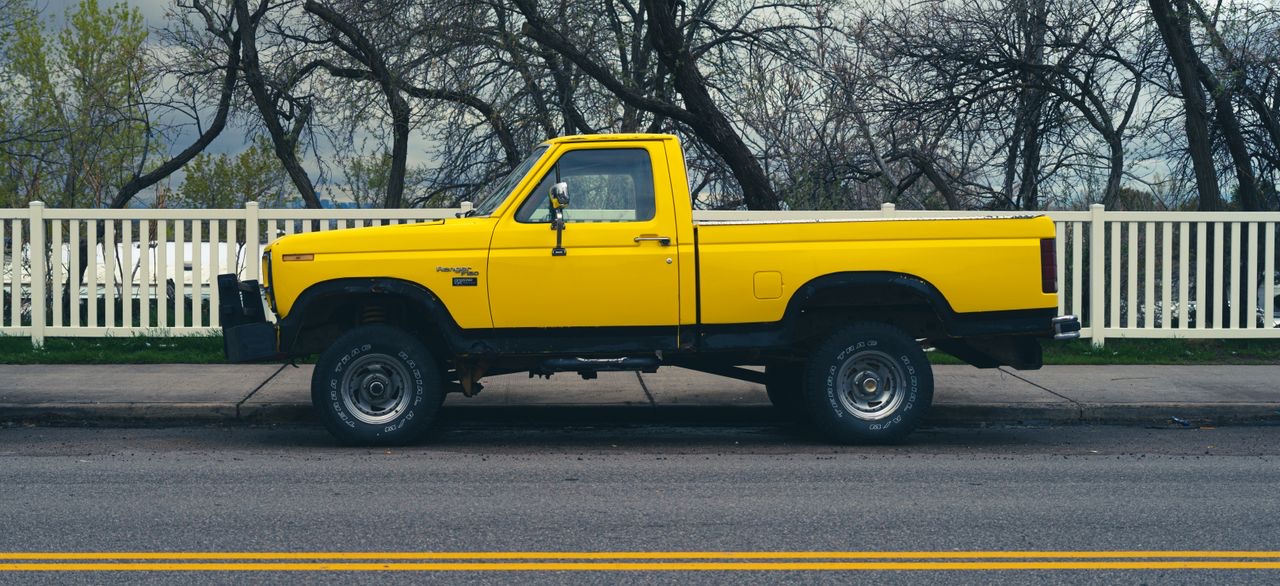 Classic pickup parked at the kerb