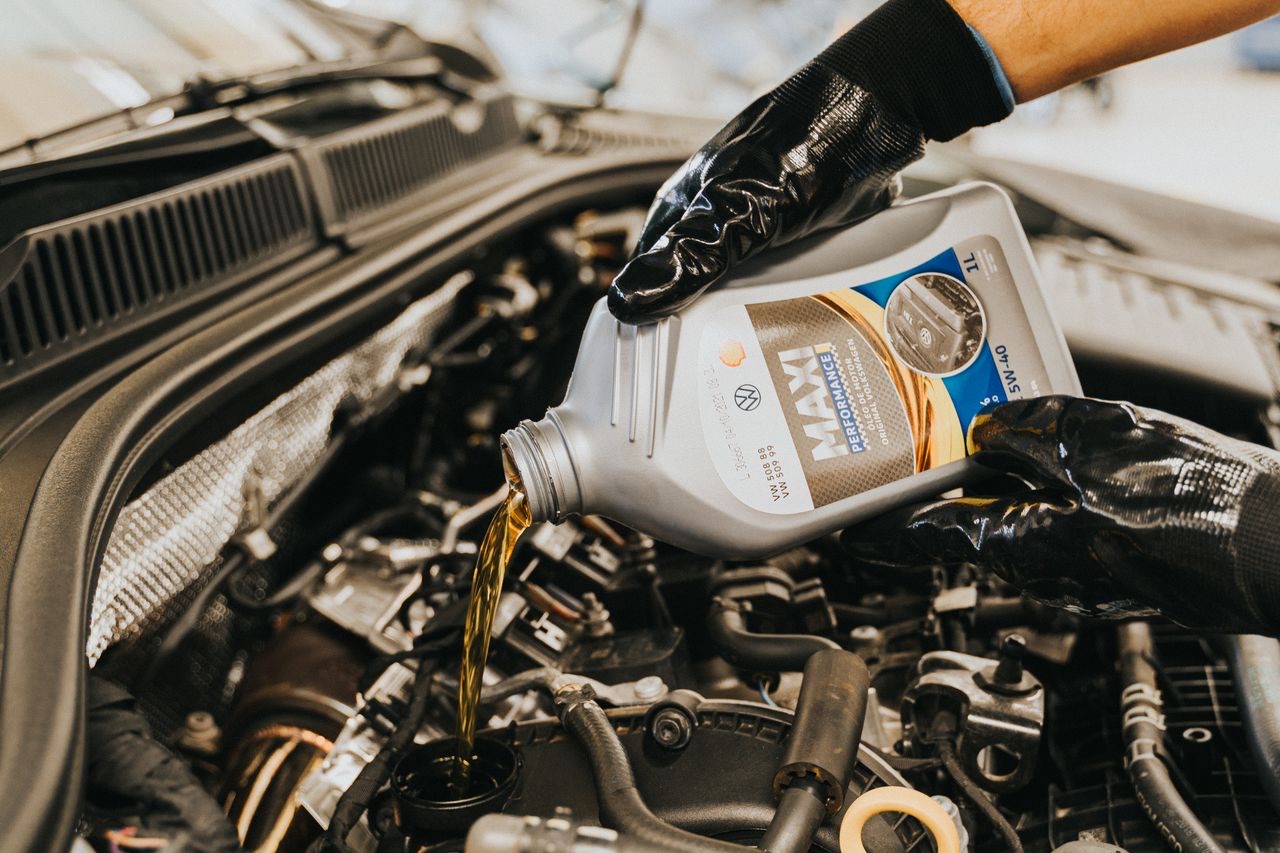 Fresh engine oil ready for a service