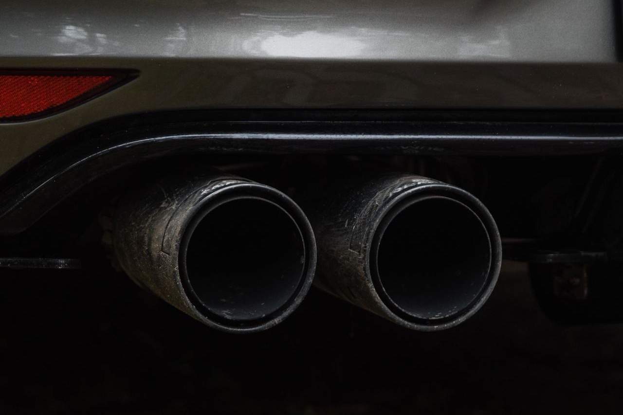 Twin exhaust outlets on a performance car